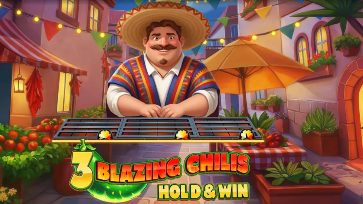 Tampilan visual slot 3 Blazing Chilis dengan tema Meksiko yang meriah.