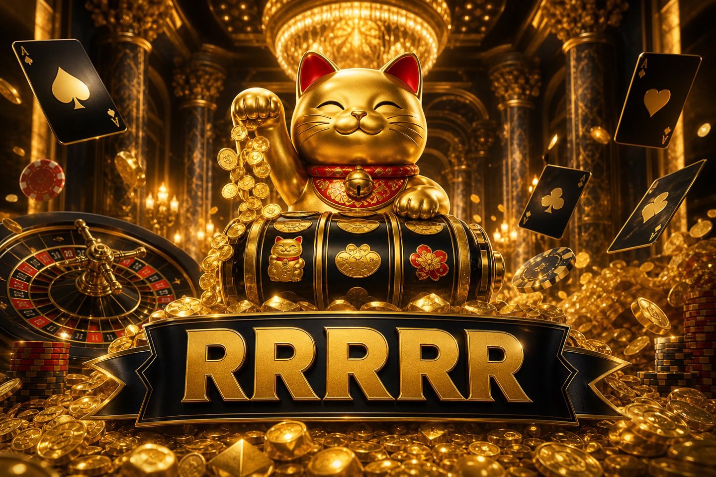 Tampilan utama Fortune Rabbit di RRRRR dengan gulungan 5x3 dan tombol putar besar