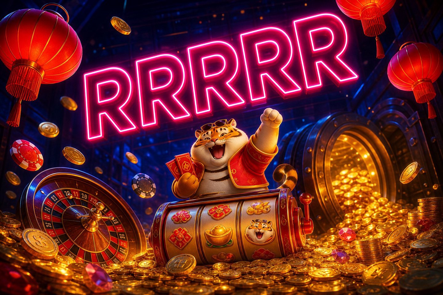 Halaman promosi RRRRR dengan daftar hadiah pendaftaran dan bonus deposit pertama