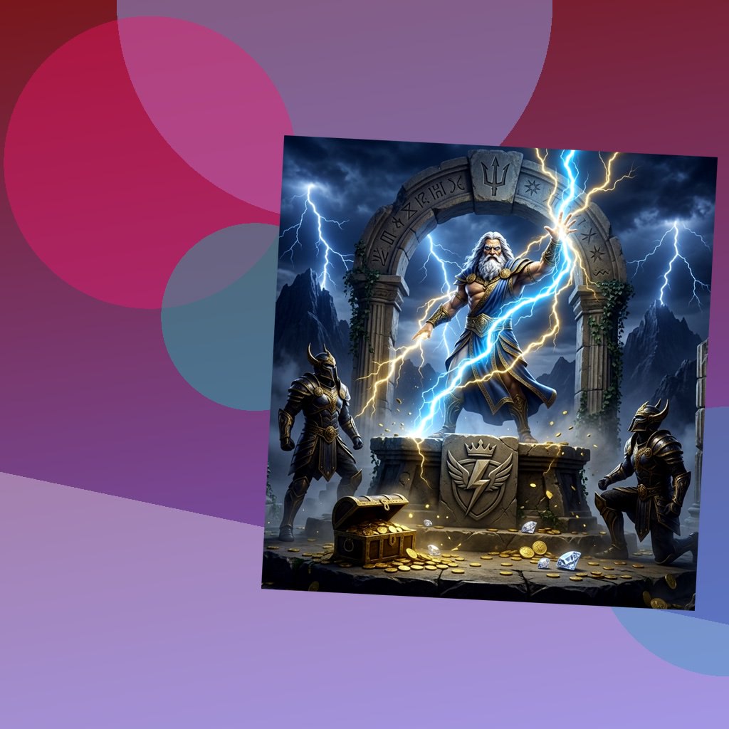 Fitur putaran gratis Gates of Olympus menampilkan simbol petir Zeus di RRRRR